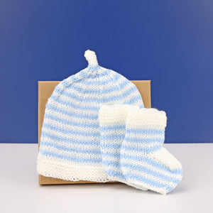 Beanies & Booties - Blue and White